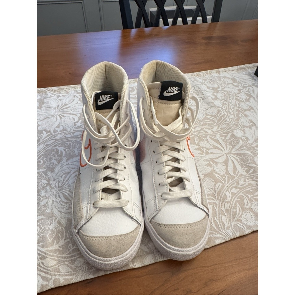 Nike Blazer Mid '77 SE White Orange Leather High Top Sneakers